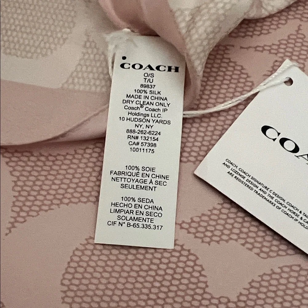Coach Heart Scarf Elegant Pink and Cream
